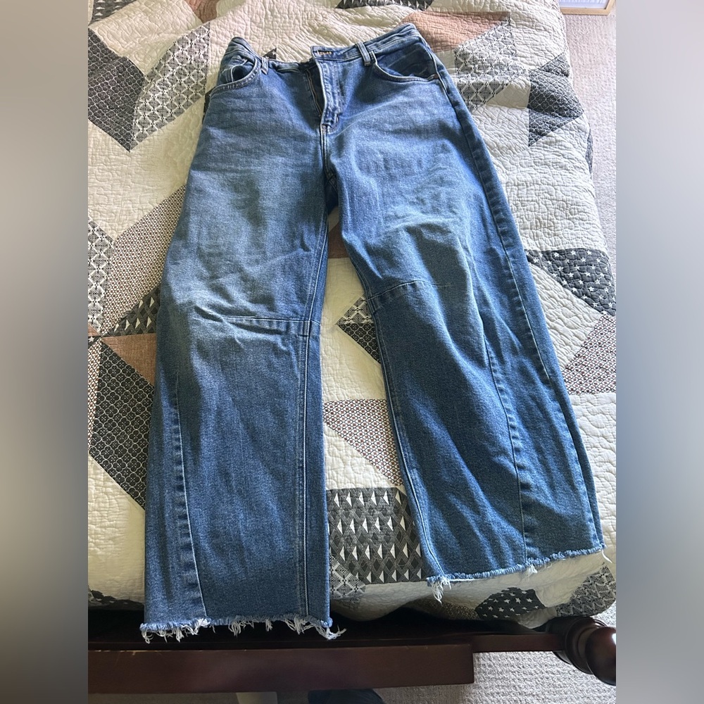 Just Black High-Rise Wide Leg Jeans in Medium Blue